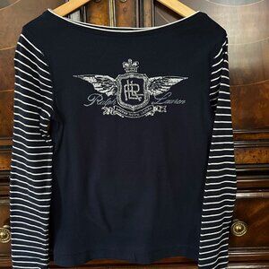 Ralph Lauren bling navy knit shirt long sleeve m